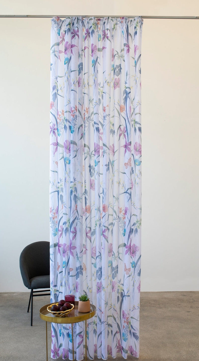 ATHENA Pink floral Custom Made Curtain - sheer